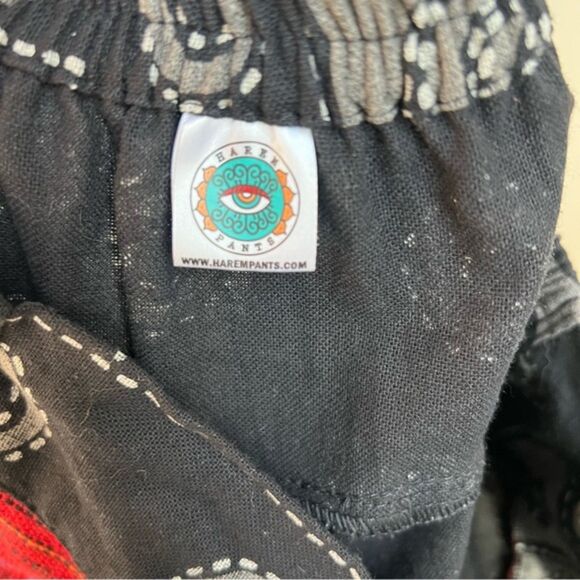 Harem pants Palazzo Black Multicolor Joggers Cotton Printed Oversized One size - Picture 3 of 7